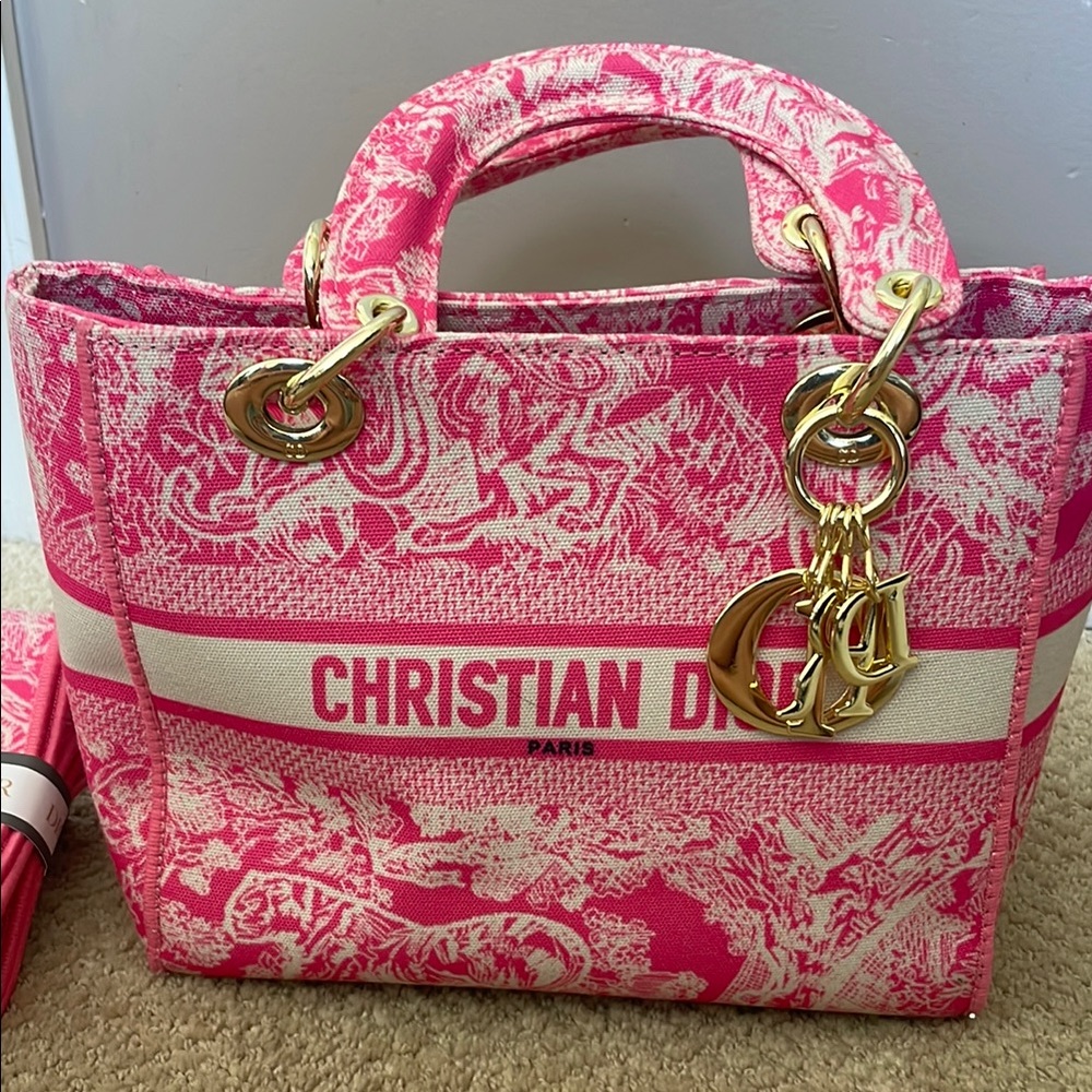 Look a Like Dior Fuchsia and Cream Tote Bag